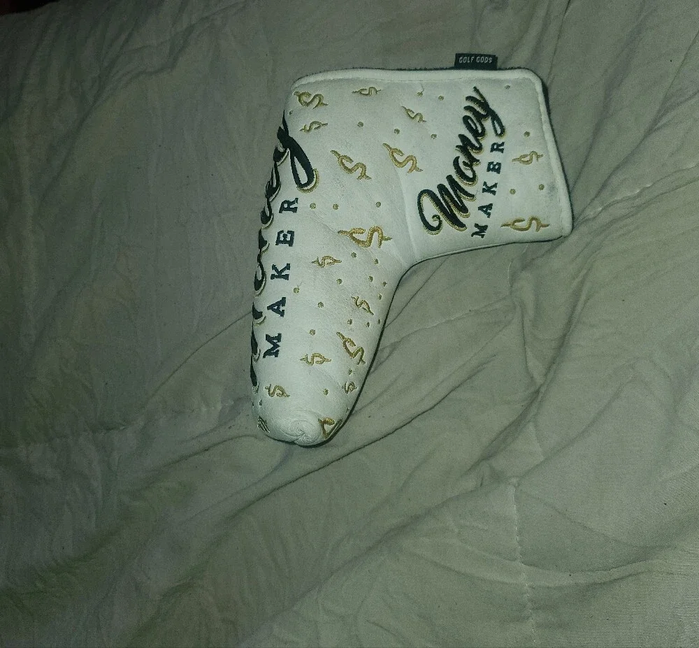 GOLF GODS MONEYMAKER White and Gold BLADE Putter Headcover